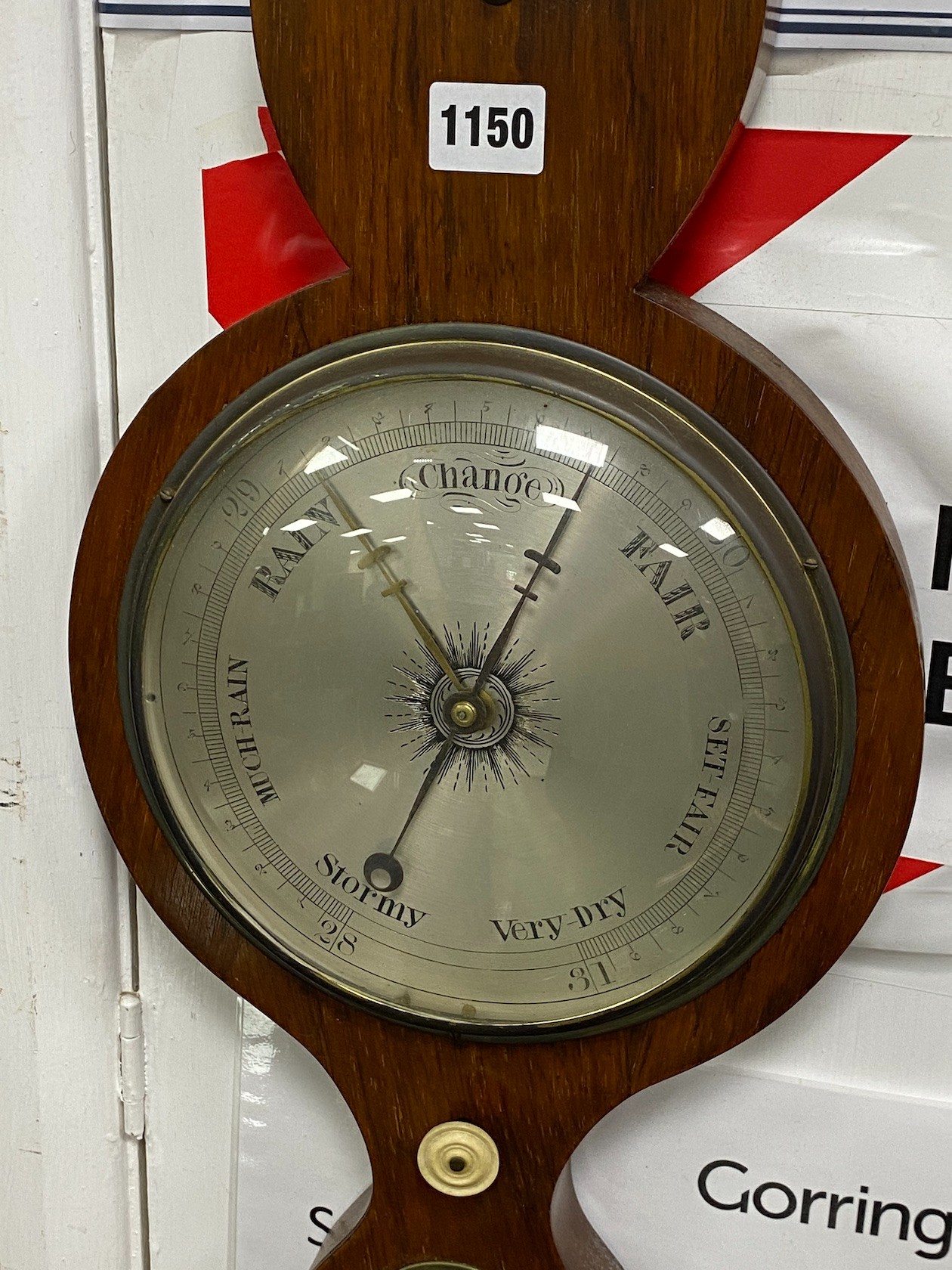 A Victorian rosewood wheel barometer, height 96cm